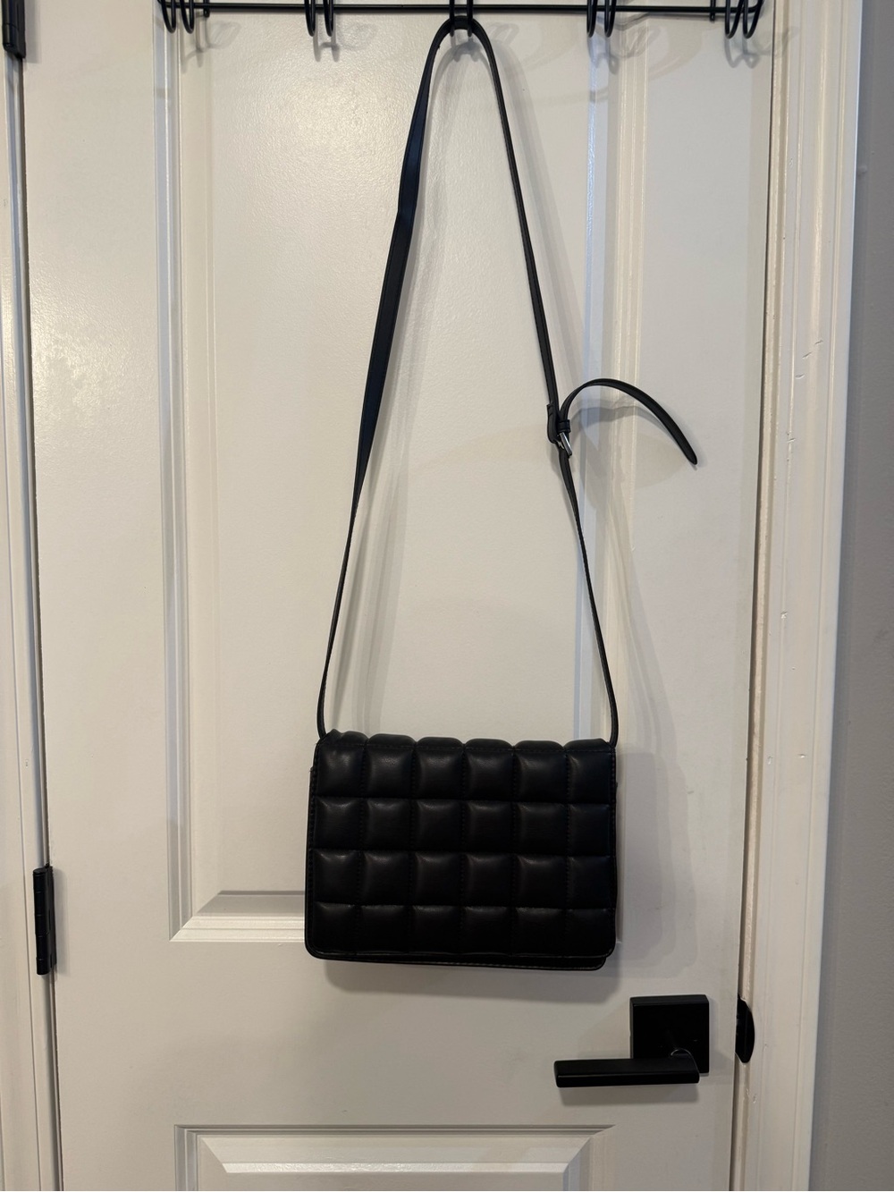 H&M Black Quilted Crossbody Bag with Adjustable Strap